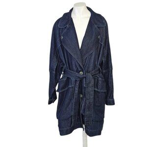 Anthropologie Pilcro Oversized Draped Dolman Denim Belted Trench Coat, Size S